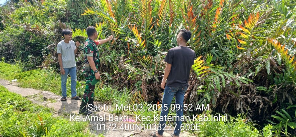 Babinsa Koramil 06/Kateman Patroli Karhutla di Kelurahan Amal Bakti