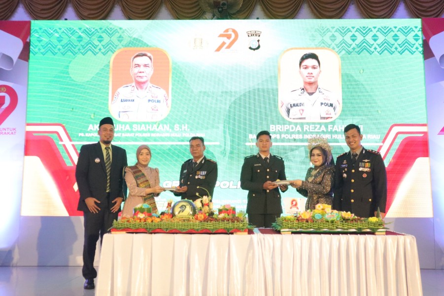 Hari Bhayangkara ke-79, Polres Inhu Gelar Upacara dan Syukuran serta Berikan Penghargaan Kepada Forkopimda