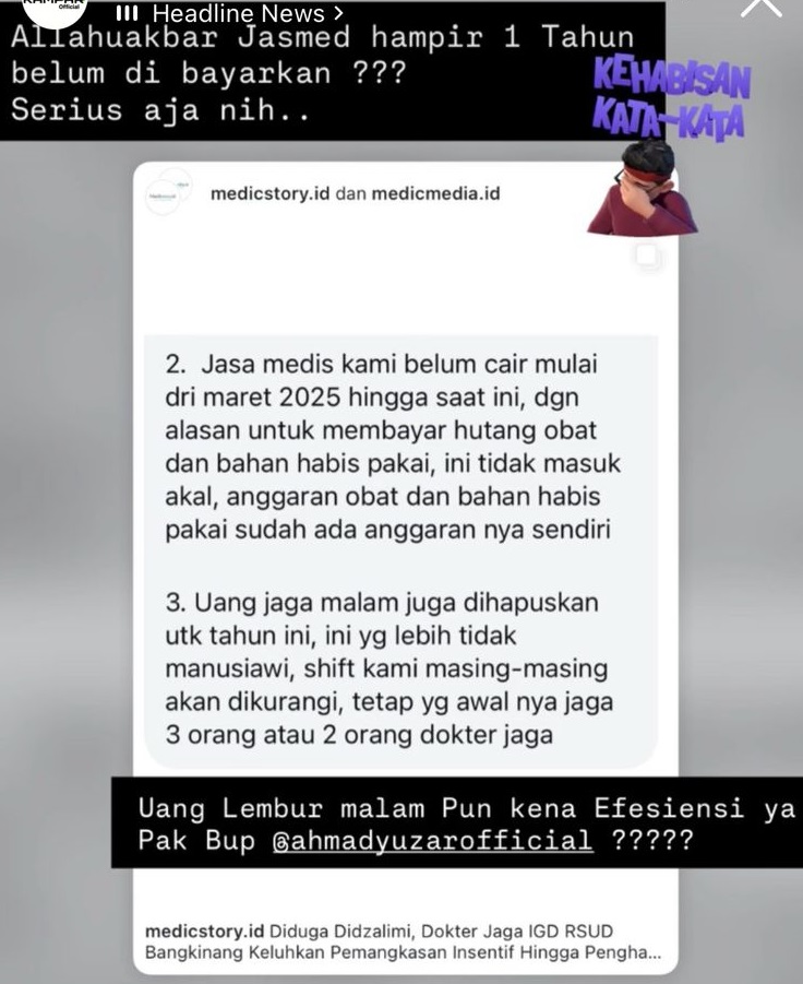 Pelayanan RSUD Bangkinang Disorot, Isu Jasa Medis Nunggak dan Penghapusan Insentif Viral di Medsos