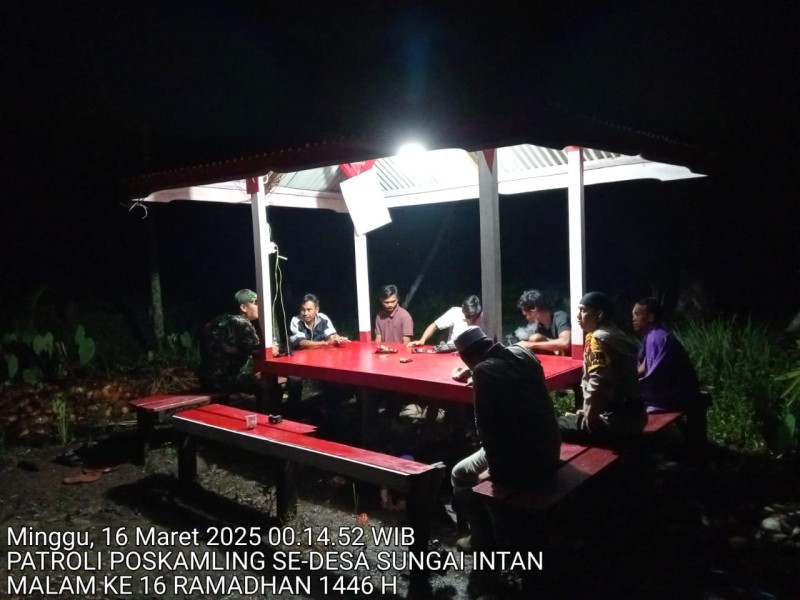 Tiga Pilar Desa Sungai Intan Gelar Patroli Pos Kamling