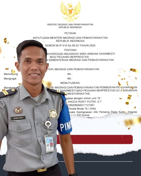 Menteri Imigrasi Anugerahkan Wira Wibawa Dharmesti Pratama 2025 kepada Analis Keimigrasian Dumai
