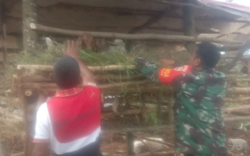 Sambangi Peternakan, Sertu SMP Sinaga Sosialisasi Terkait Kesehatan