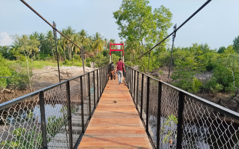 Progres Capai Tahap Akhir, Jembatan Gantung Garuda Kodim 0320 Dumai Segera Difungsikan