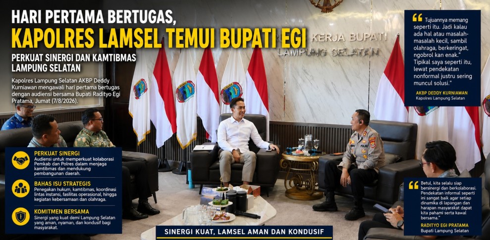 Hari Pertama, Kapolres Lamsel Temui Bupati Egi Bahas Kamtibmas