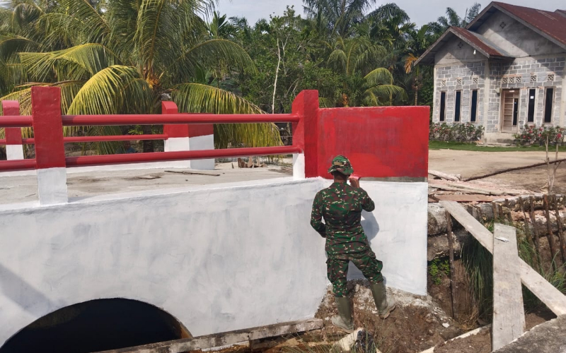 Dua Jembatan Armco di Lubuk Gaung Masuki Tahap Pengecatan dan Pengecoran