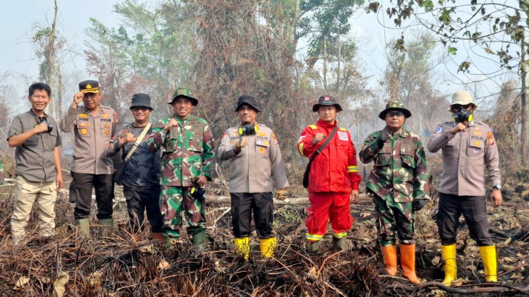 Personel Gabungan Terus Berjuang Padamkan Karhutla di Bayas Jaya, Dandim 0314/Inhil Turun Langsung ke Lokasi