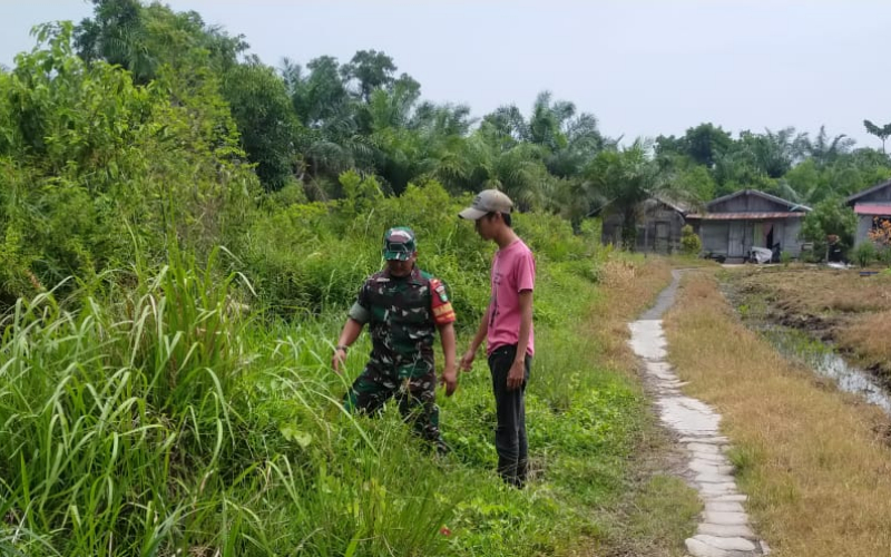 Babinsa Koramil 03 Sungai Sembilan Patroli Lahan Rawan Karhutla di Bangsal Aceh