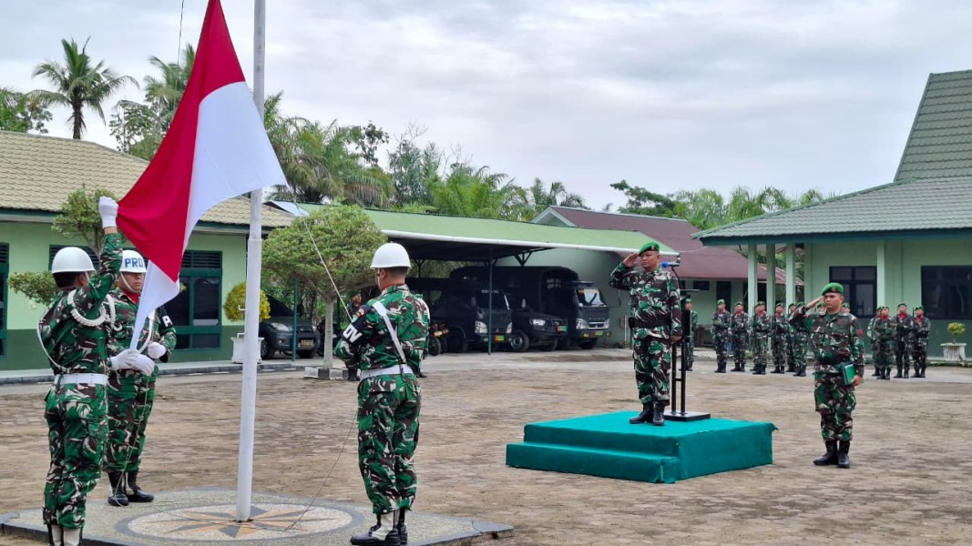 Kodim 0314/Inhil Gelar Upacara Bendera Bulanan, Sampaikan Amanat Pangdam XIX/Tuanku Tambusai