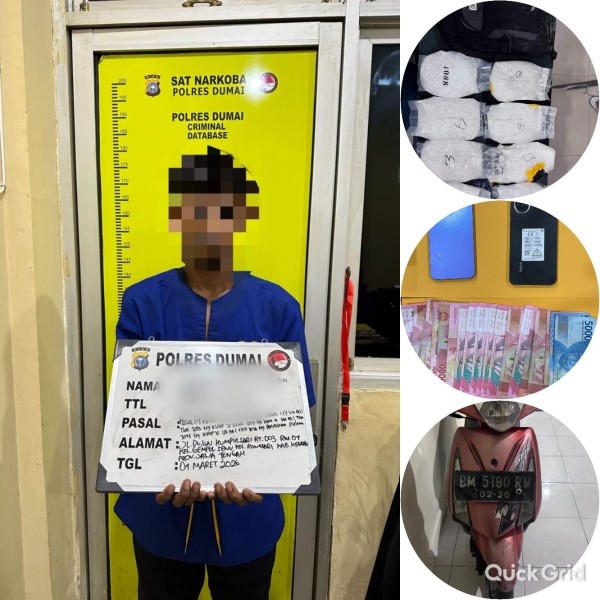 Satres Narkoba Polres Dumai Gagalkan Peredaran 10 Kg Sabu, Kurir Dibekuk