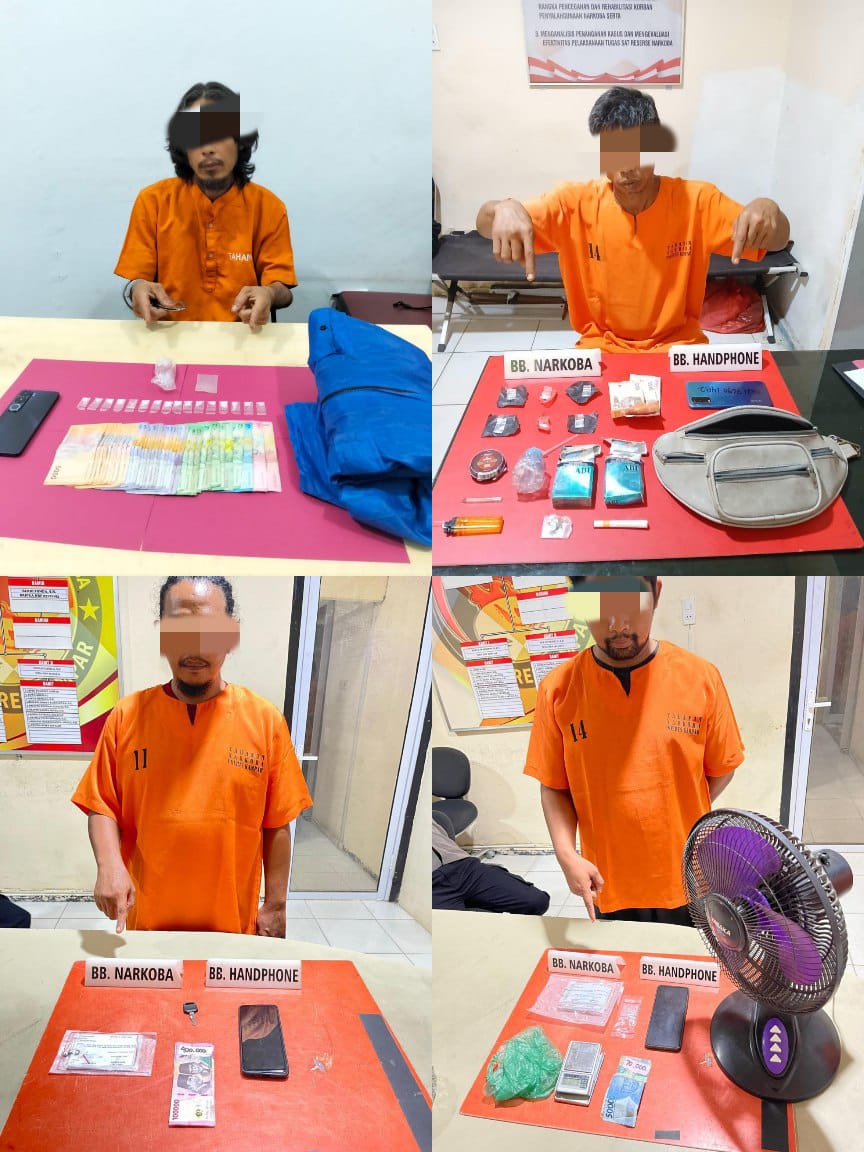 Narkoba Musuh Utama! Polres Kampar Tak Kenal Ampun, 4 Pengedar dan Pemakai Dibekuk!