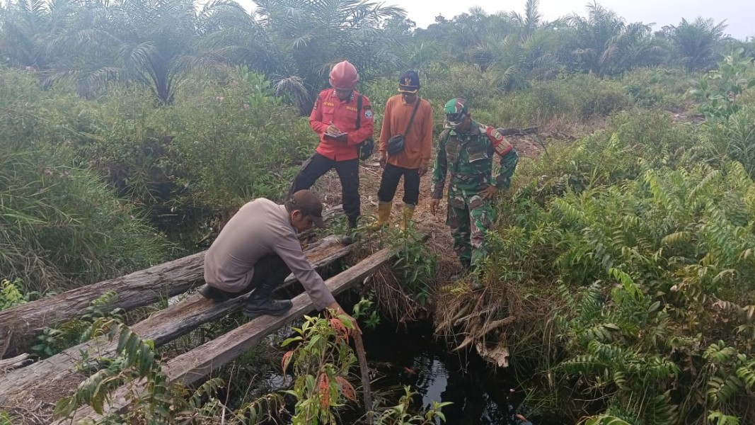 Sertu Joko Purnomo Babinsa Koramil 03/Minas Gelar Patroli Karhutla di Sungai Mandau