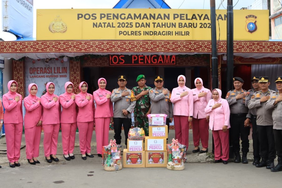 Bhayangkari Inhil Peduli, Tebar Bingkisan dan Semangati Personel Pengamanan Pos Nataru