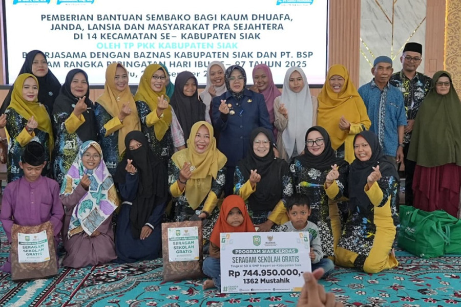 PKK Siak, BAZNAS, dan PT. BSP Tuntaskan Penyaluran Bantuan di 14 Kecamatan