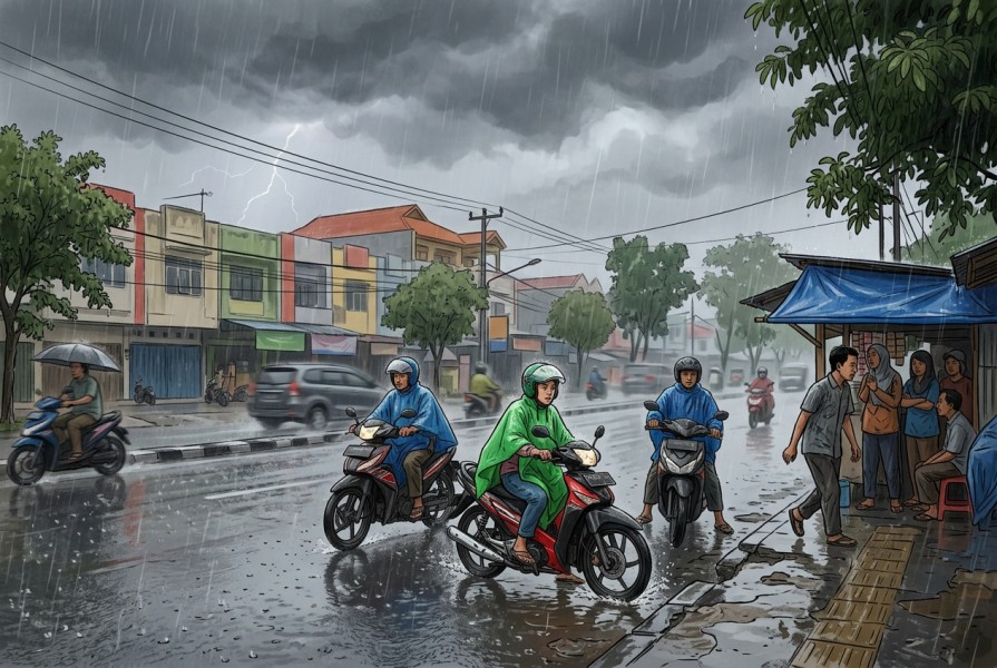 Hujan Berpotensi Guyur Sebagian Besar Riau, Enam Wilayah Waspada Petir dan Angin Kencang