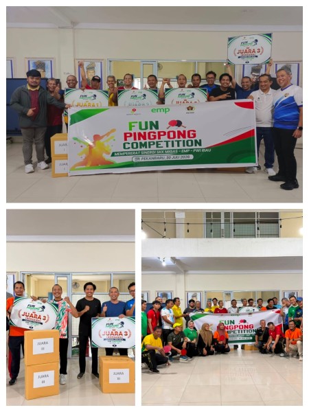 Turnamen Persahabatan Tenis Meja PWI Riau, SKK Migas Sumbagut dan EMP Bentu Perkuat Sinergi Lewat Sportivitas