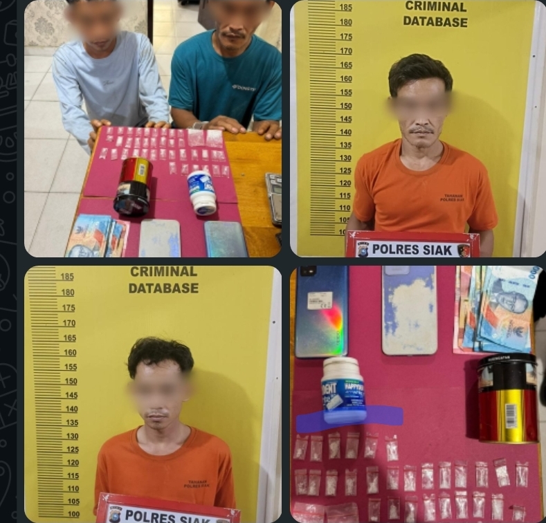 Polisi Ringkus Dua Pria di Siak, Sembunyikan 39 Paket Sabu di Kaleng Rokok dan Tabung Permen