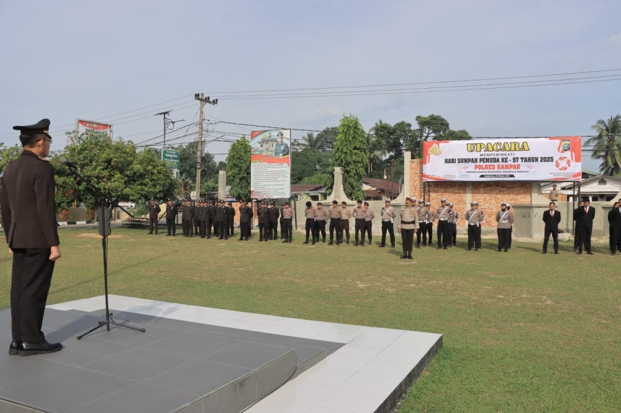 Polres Kampar Gelar Upacara Sumpah Pemuda Ke-97 Di Halaman Mapolres Kampar