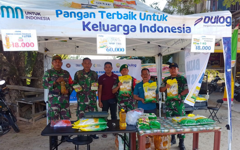 Koramil 02 Bukit Kapur Dumai Bersama Bulog Gelar Gerakan Pangan Murah di Mundam