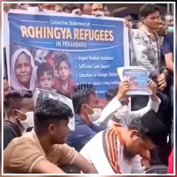 Pengungsi Rohingya Gelar Aksi di Pekanbaru Tuntut Kehidupan Lebih Layak