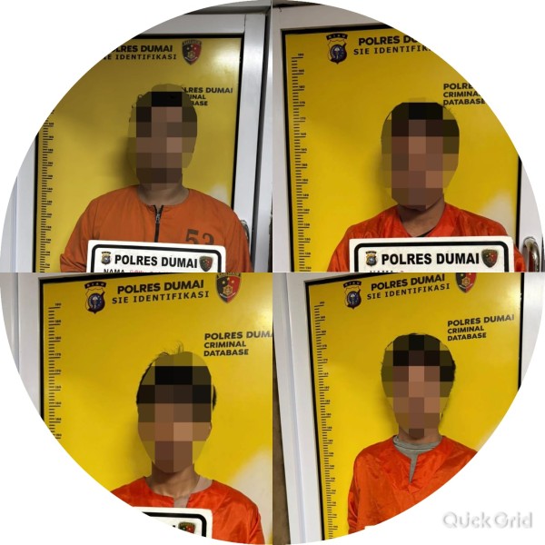 Curat Pagar Besi Terungkap! Empat Pemuda Diciduk, Berujung “Nginep” di Polres Dumai