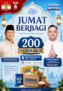 Dirut PT Green Palma Riau Jaya dan Ketua 3 Hambalang Riau Salurkan 200 Paket Sembako Jumat Berkah Jadi Momentum Berbagi untuk Sesama