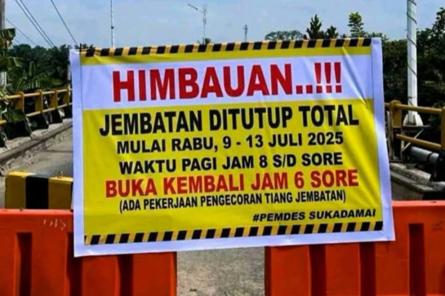 Jembatan Sungai Rokan Resmi Ditutup Total, Perbaikan Selesai Oktober 2025