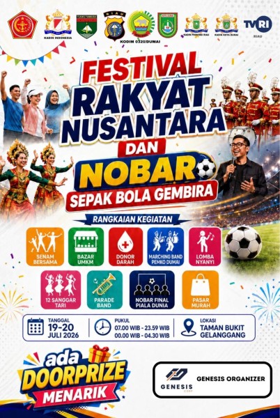 Kodim 0320 Dumai Gandeng Pemko dan Kadin Hadirkan Festival Rakyat, Warga Antusias Nobar Final Piala Dunia