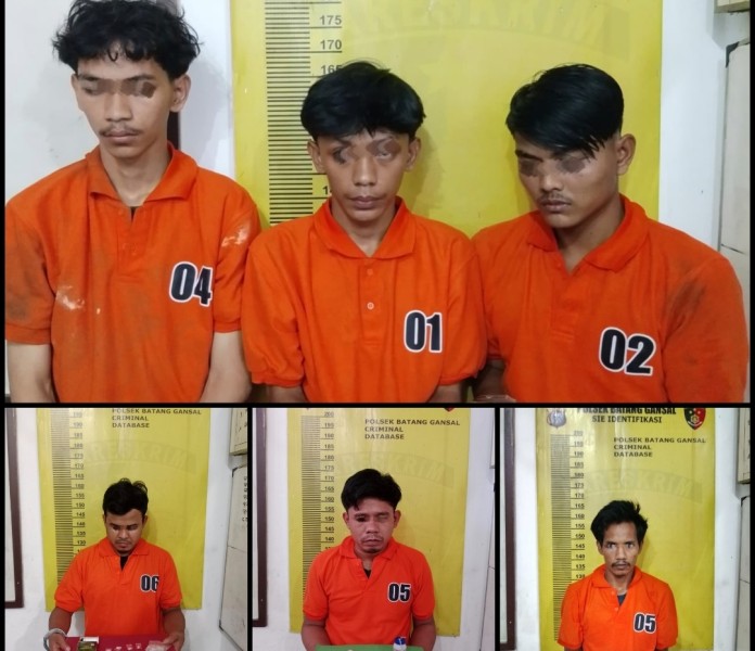 Tiga Kali Penggerebekan, Enam Pelaku Narkoba Dibekuk Polsek Batang Gansal Kurang dari 24 Jam