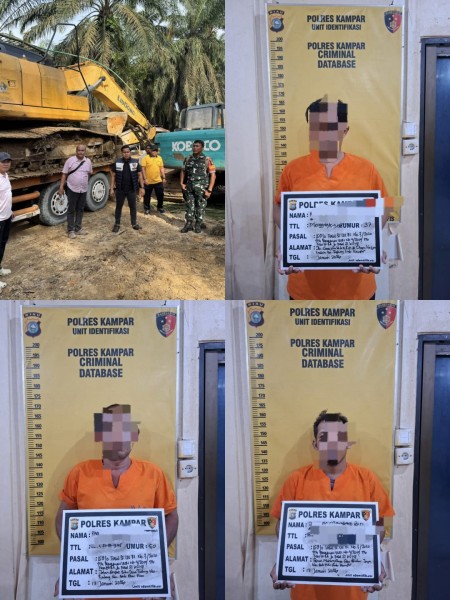 Polres Kampar Gandeng Kodim 0313/KPR, Tertibkan Tambang Ilegal, Amankan Alat Berat & Pelaku!