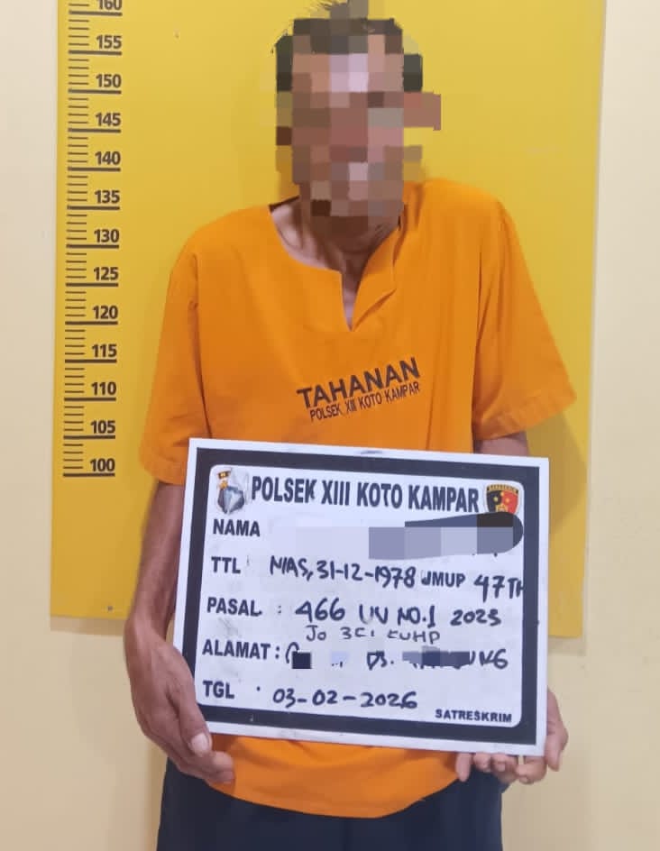 Polsek XIII Koto Kampar Tangkap Pelaku KDRT Pada Istri Sirinya