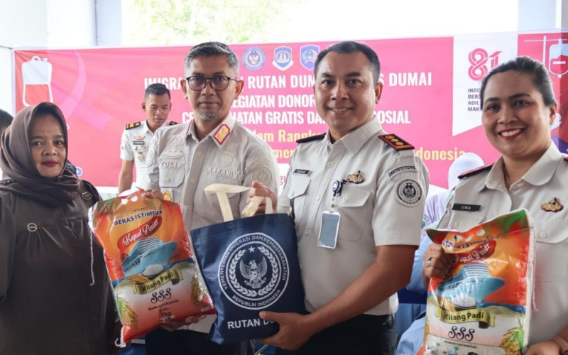 Semarak HUT ke-81 RI, Imigrasi-Rutan-Bapas Dumai Bersinergi Gelar Aksi Sosial untuk Masyarakat