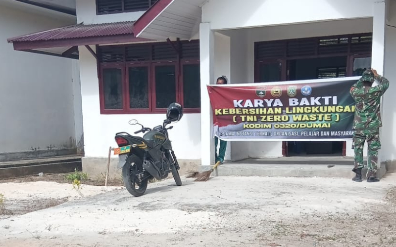 Kodim Dumai Dorong Gerakan Zero Waste Melalui Karya Bakti di Kelurahan Guntung