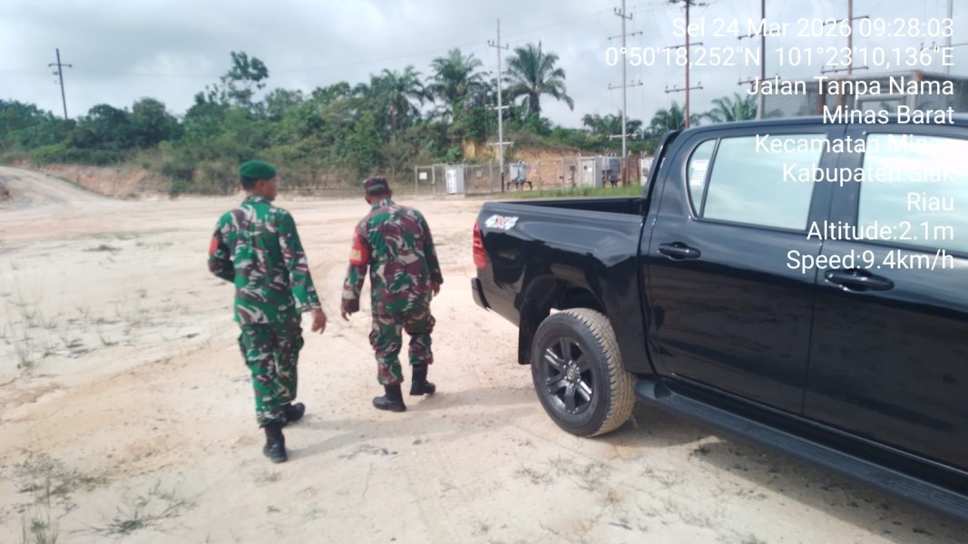 Babinsa Koramil Minas Intensifkan Patroli dan Komsos di Area Minas Field, Situasi Aman Terkendali