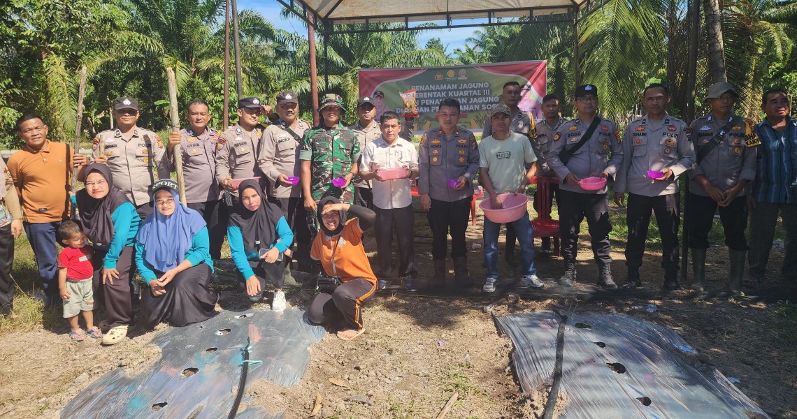 Dukung Ketahanan Pangan Nasional, Polsek Sungai Apit Turut Sukseskan Penanaman Jagung Serentak