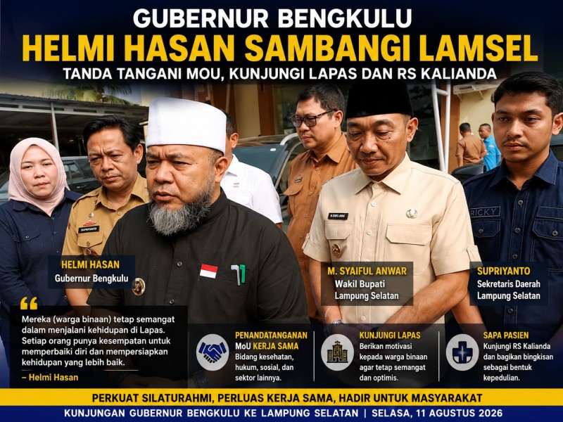 Gubernur Bengkulu Helmi Hasan Sambangi Lamsel, Bahas Kerja Sama hingga Beri Motivasi Warga Binaan