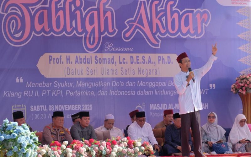 PT KPI RU II Sungai Pakning Gelar Tabligh Akbar Bersama Ustadz Abdul Somad, Wujud Syukur 8 Tahun Kiprah Pertamina