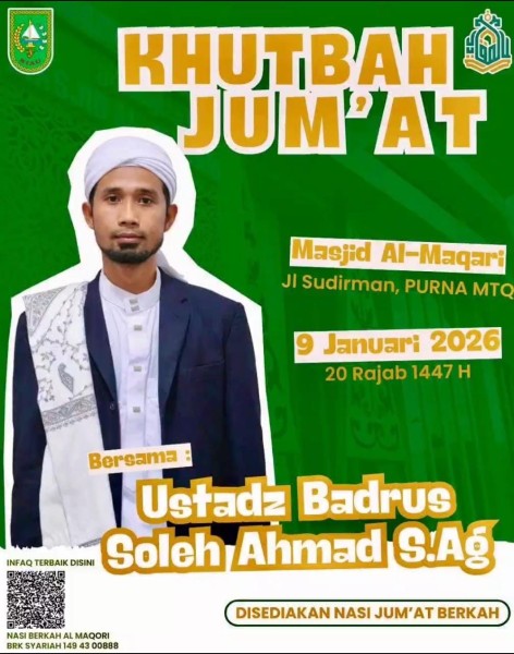 Momentum Rajab, Masjid Al-Maqari Hadirkan Khatib Jumat Ustadz Badrus Sholeh Ahmad