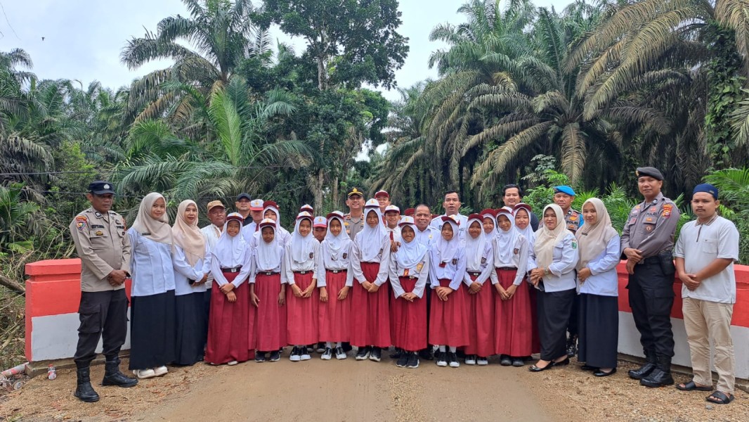 Pembangunan Jembatan Merah Putih Tahap II, Polsek LBJ Selesaikan Renovasi Jembatan Desa Pondok Gelugur