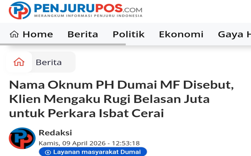 Hak Jawab Disampaikan Terkait Pemberitaan Dugaan Kerugian Klien Perkara Isbat Cerai