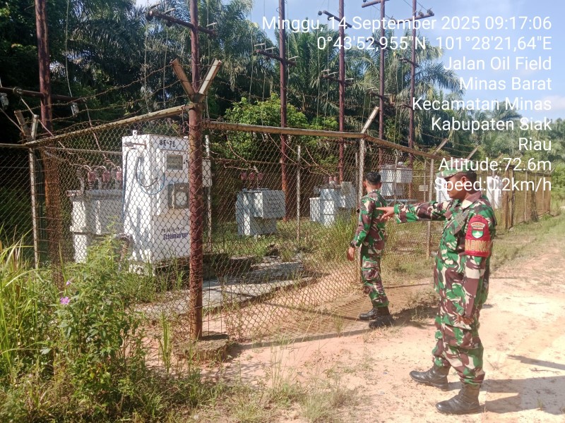 Babinsa Sertu Sugiarto dan Serda Holmes Gelar Patroli Penguatan Binter SKK Migas di Minas