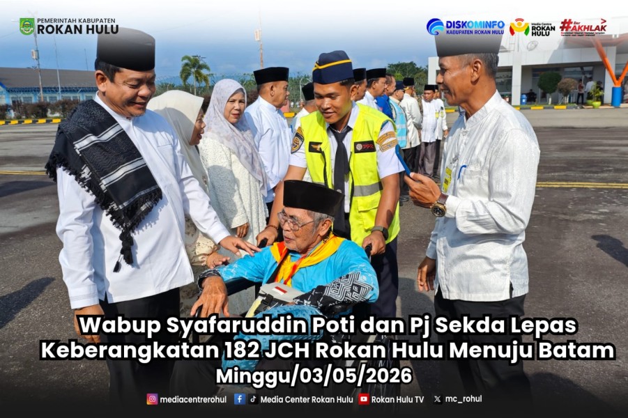 Wabup Syafaruddin Poti dan Pj Sekda Lepas Keberangkatan 182 JCH Rokan Hulu Menuju Batam