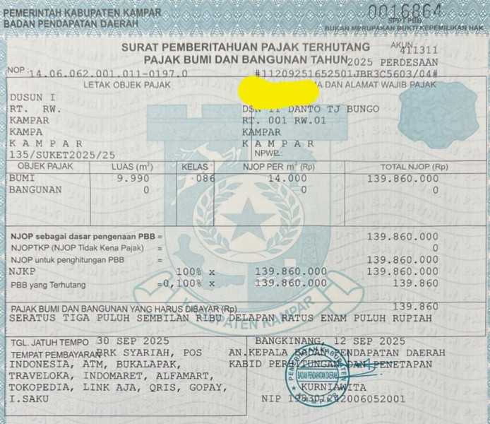 Keringanan Pajak PBB-P2 Kampar Disebut tak Sesuai Kenyataan, Naik Hingga 300%