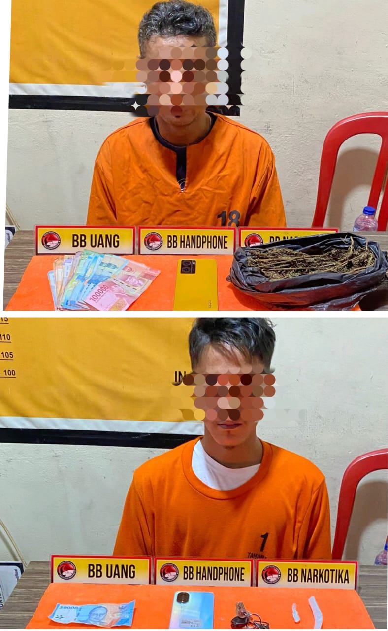 Polres Inhil Tangkap Dua Pria Pemilik dan Pengguna Ganja di Tembilahan