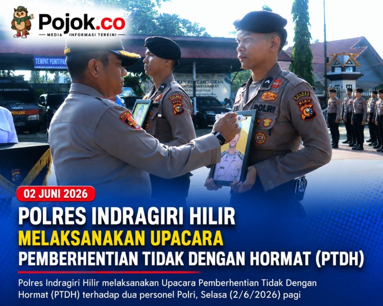 KAPOLRES INDRAGIRI HILIR AKBP FAROUK OKTORA S.H, S.I.K, PIMPIN GELAR UPACARA PTDH TERHADAP DUA PERSONEL