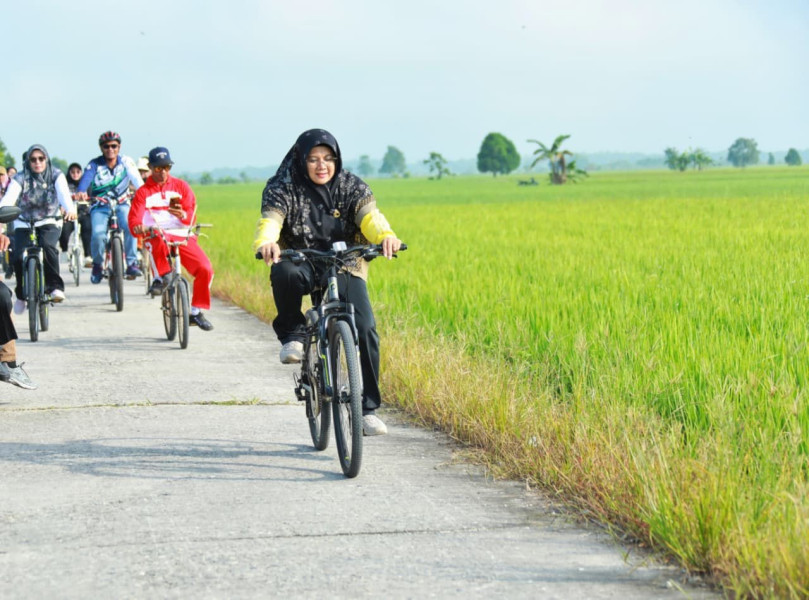 Tour de Sawah, Terobosan Baru Bupati Afni: Gowes di Antara Hamparan Persawahan di Bunga Raya