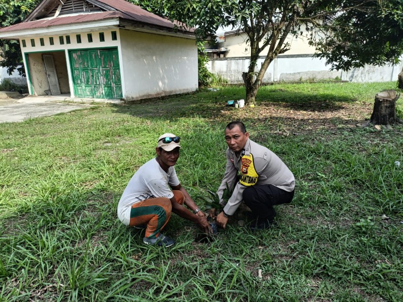 Green Policing, Bhabinkamtibmas Pujud Selatan Sosialisasikan Pelestarian Lingkungan dan Tanam Pohon