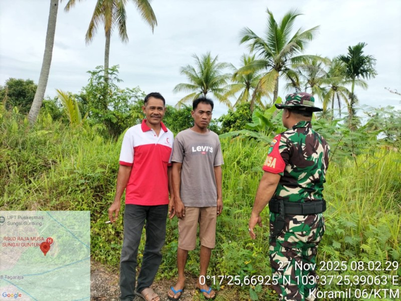 Babinsa Koramil 06/Kateman Gelar Patroli Tapal Batas di Tagaraja, Cegah Potensi Karhutla