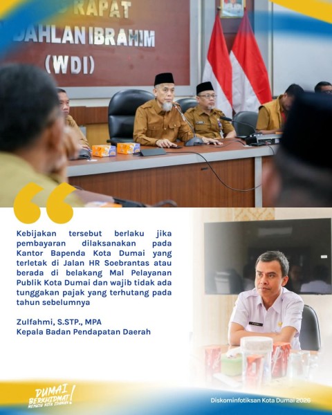 Bayar PBB di Awal Tahun, Warga Dumai Dapat Diskon hingga 50 Persen