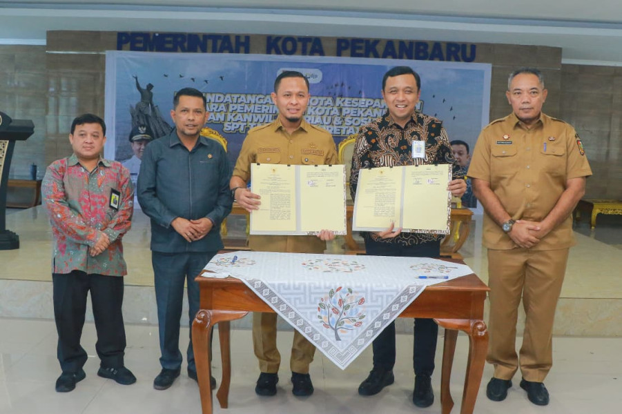 Teken MoU dengan Direktorat Jenderal Pajak, Wako Pekanbaru Ajak Masyarakat Tertib Pajak