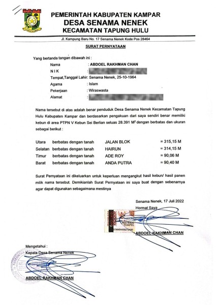 Diduga Salah gunakan Jabatan, Kades di Kampar Buat Surat Klaim Lahan Negara